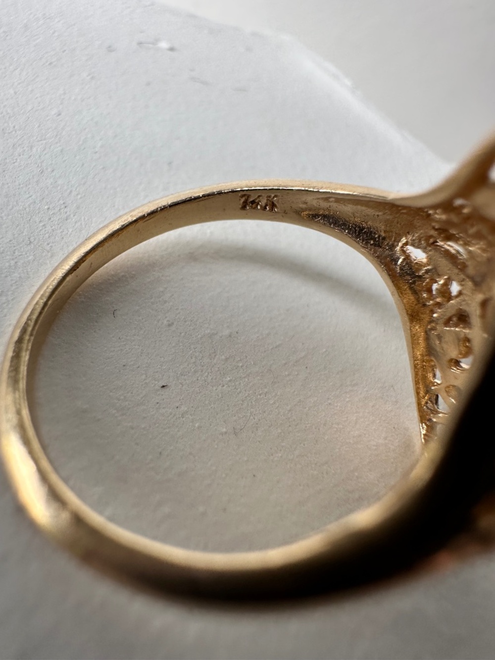 ✨ Vintage 1920s 14k Yellow Gold Ruby & Diamond Navette Filigree Ring ✨ size 6 - Picture 7 of 12